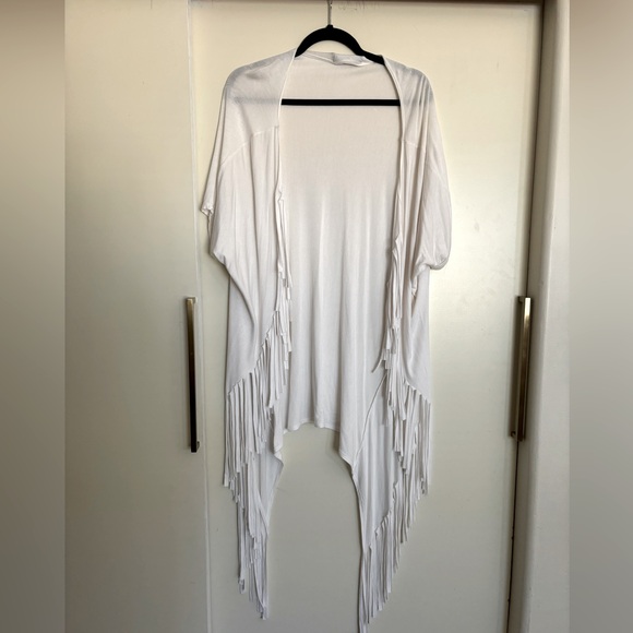Mary Meyer Jackets & Blazers - White fringe kimono